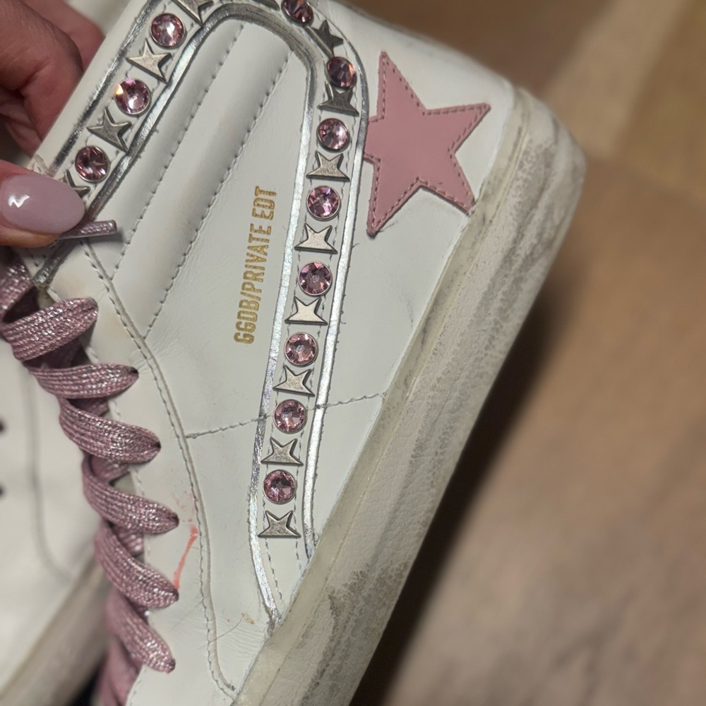 Size 36 Nordstrom Exclusive Golden Goose White Sneakers with Pink Details